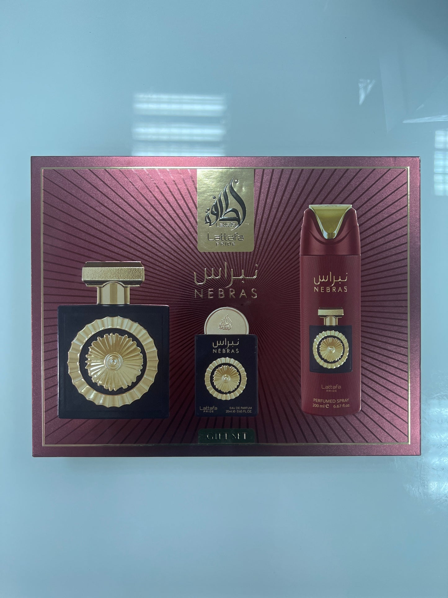 🎁 Set de Regalo Lattafa Nebras – Agua de Perfume 100 ml + Spray Perfumado 200 ml + Mini Agua de Perfume 20 ml
