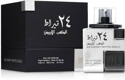 ✨ 24 Karat White Gold de Lattafa – Eau de Parfum 100ml | Perfume Árabe Unisex Ambarado y Amaderado de Lujo