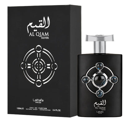 ✨ Al Qiam Silver de Lattafa Pride – Eau de Parfum 100ml | Perfume Árabe Unisex Amaderado, Ambarado y Sofisticado