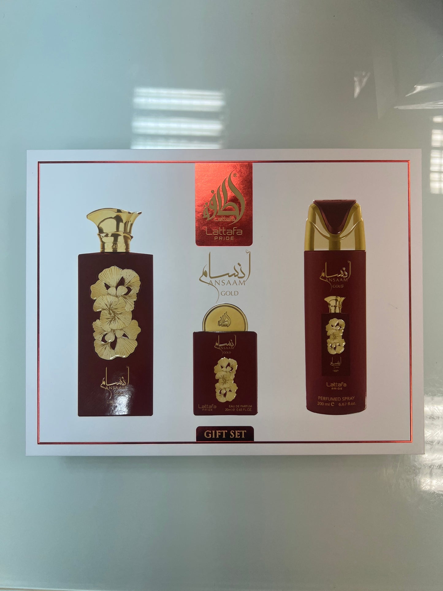 🎁 Set de Regalo Lattafa Ansaam – Agua de Perfume 100 ml + Spray Perfumado 200 ml + Mini Agua de Perfume 20 ml