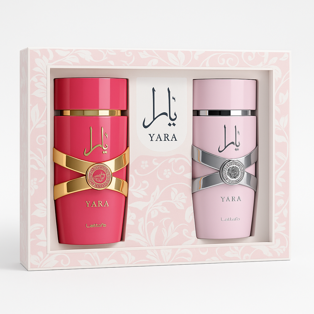 💞 Pack Yara Crush + Yara Pink – Lattafa (2x100 ml) · Perfumes Árabes Femeninos Dulces, Frutales y Elegantes