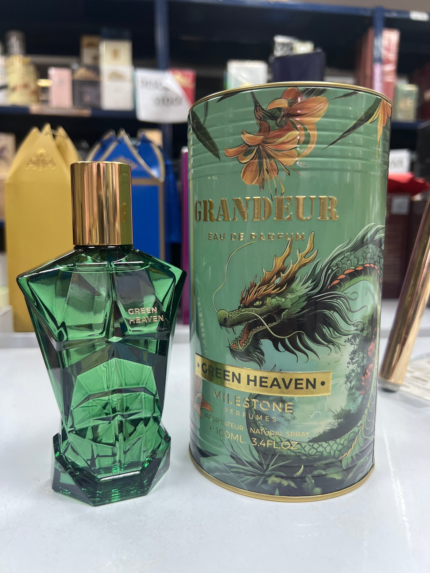 Green Heaven – Grandeur (100 ml EDP) · Perfume Árabe Unisex Fresco, Verde y Amaderado