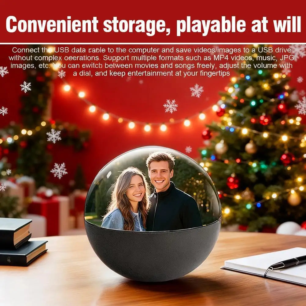 Reproductor de vídeo con bola de cristal 3D, pantalla de audio y vídeo, bola electrónica de memoria, regalo de cumpleaños, recuerdo para familiares y amigos.