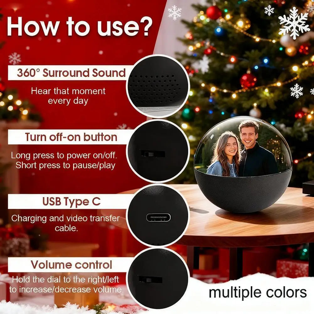 Reproductor de vídeo con bola de cristal 3D, pantalla de audio y vídeo, bola electrónica de memoria, regalo de cumpleaños, recuerdo para familiares y amigos.