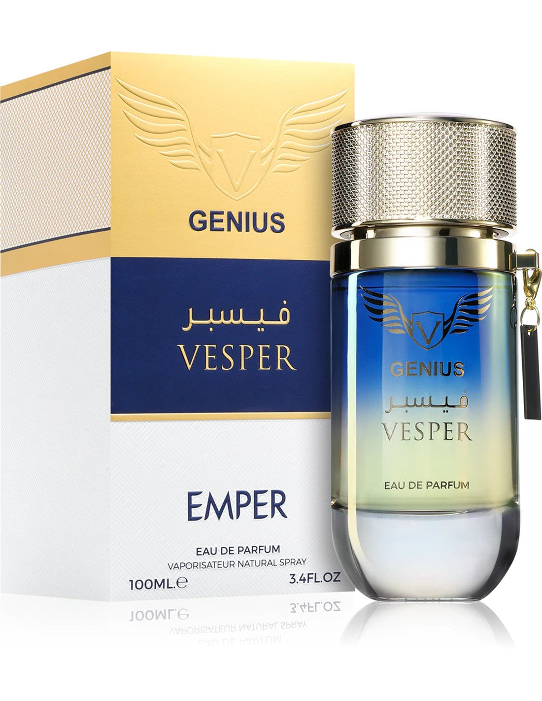 Vesper Genius – Emper (100 ml EDP) · Perfume Árabe Masculino Estilo Bleu de Chanel con Toques Frescos y Amaderados